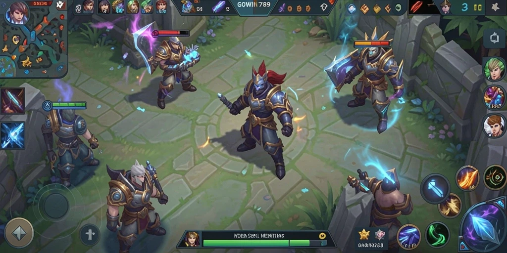 Tangkapan layar gameplay GOWIN789 menampilkan aksi seru dalam pertarungan MOBA.