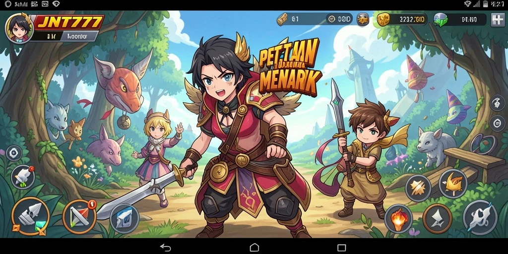Tangkapan layar gameplay JNT777 menampilkan karakter anime dalam aksi seru.